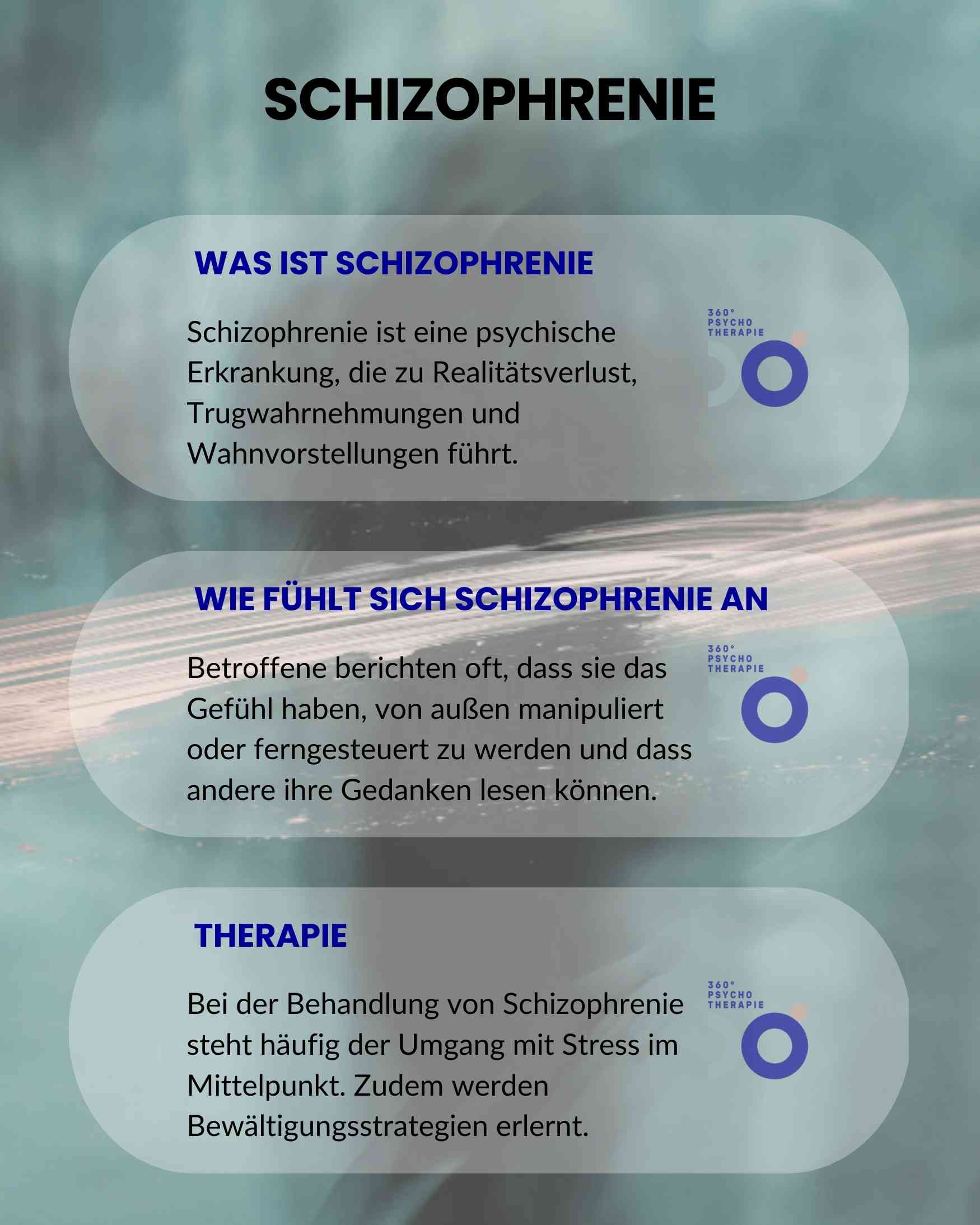 Infografik zum Thema Schizophrenie als Störungsbild und Therapieansätzen.